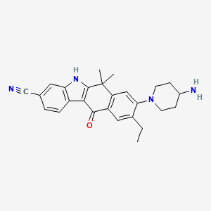 8-(4-Amino-1-piperidinyl)-9-ethyl-6,11-dihydro-6,6-dimethyl-11-oxo-5H-benzo(b)carbazole-3-carbonitrile