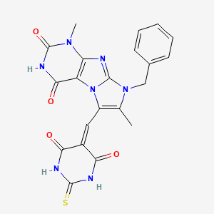 1H-Imidazo(2,1-f)purine-2,4(3H,8H)-dione, 1,7-dimethyl-8-(phenylmethyl)-6-((4,6-dioxo-tetrahydro-2-thioxo-5(2H)-pyrimidinylidene)methyl)-