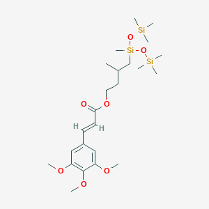 molecular formula C24H44O7Si3 B12769810 Isopentyl trimethoxycinnamate trisiloxane CAS No. 170637-72-6