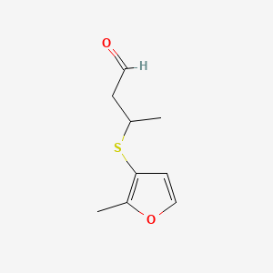 molecular formula C9H12O2S B12769838 3-((2-Methyl-3-furyl)thio)butanal CAS No. 915971-43-6