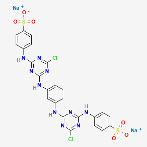 molecular formula C24H16Cl2N10Na2O6S2 B12769845 Benzenesulfonic acid, 4,4'-(1,3-phenylenebis(imino(6-chloro-1,3,5-triazine-4,2-diyl)imino))bis-, disodium salt CAS No. 173659-60-4