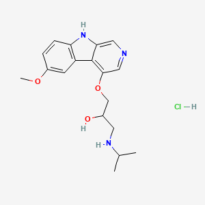 molecular formula C18H24ClN3O3 B12769846 2-Propanol, 1-((6-methoxy-9H-pyrido(3,4-b)indol-4-yl)oxy)-3-((1-methylethyl)amino)-, hydrochloride CAS No. 87603-19-8