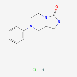 molecular formula C13H18ClN3O B12769851 Hexahydro-2-methyl-7-phenylimidazo(1,5-a)pyrazin-3(2H)-one monohydrochloride CAS No. 91532-98-8