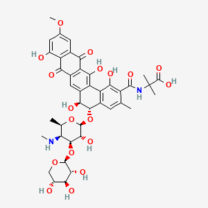 Alanine, N-((5-((4,6-dideoxy-4-(methylamino)-3-O-beta-D-xylopyranosyl-beta-D-galactopyranosyl)oxy)-5,6,8,13-tetrahydro-1,6,9,14-tetrahydroxy-11-methoxy-3-methyl-8,13-dioxobenzo(a)naphthacen-2-yl)carbonyl)-2-methyl-, (5S-trans)-