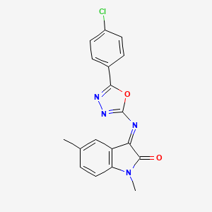 3-(5-(p-Chlorophenyl)-1,3,4-oxadiazol-2-ylimino)-1,5-dimethyl-2-indolinone