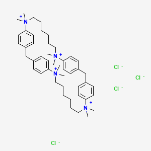 molecular formula C46H68Cl4N4 B12770318 7,7,14,14,24,24,31,31-Octamethyl-7,14,24,31-tetraazoniapentacyclo(30.2.2.23,6.215,18.220,23)dotetraconta-3,5,15,17,20,22,32,34,35,37,39,41-dodecaene tetrachloride CAS No. 92901-70-7