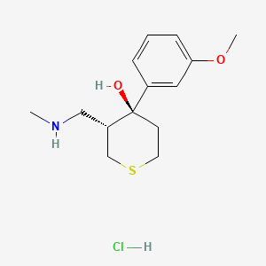 2H-Thiopyran-4-ol, tetrahydro-4-(3-methoxyphenyl)-3-((methylamino)methyl)-, hydrochloride, trans-(+-)-