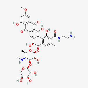 Benzo(a)naphthacene-2-carboxamide, N-(2-aminoethyl)-5-((4,6-dideoxy-4-(methylamino)-3-O-beta-D-xylopyranosyl-beta-D-galactopyranosyl)oxy)-5,6,8,13-tetrahydro-1,6,9,14-tetrahydroxy-11-methoxy-3-methyl-8,13-dioxo-, (5S-trans)-