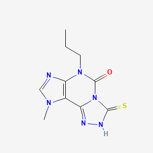 5H-1,2,4-Triazolo(3,4-i)purin-5-one, 2,3,6,9-tetrahydro-9-methyl-6-propyl-3-thioxo-