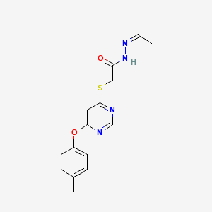 Acetic acid, ((6-(4-methylphenoxy)-4-pyrimidinyl)thio)-, (1-methylethylidene)hydrazide