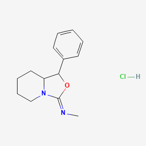 molecular formula C14H19ClN2O B12771690 trans-3-Methylimino-hexahydro-1-phenyl-3H-oxazolo(3,4-a)pyridine, hydrochloride CAS No. 75343-57-6