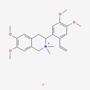 molecular formula C23H30INO4 B12771691 Isoquinolinium, 1,2,3,4-tetrahydro-6,7-dimethoxy-2,2-dimethyl-3-(2-ethenyl-4,5-dimethoxyphenyl)-, iodide, (+-)- CAS No. 119952-73-7