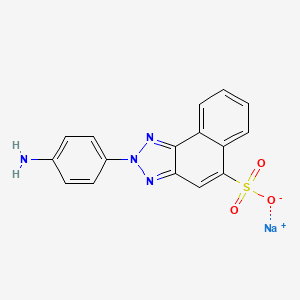 molecular formula C16H11N4NaO3S B12771800 2H-Naphtho(1,2-d)triazole-5-sulfonic acid, 2-(4-aminophenyl)-, monosodium salt CAS No. 72102-76-2