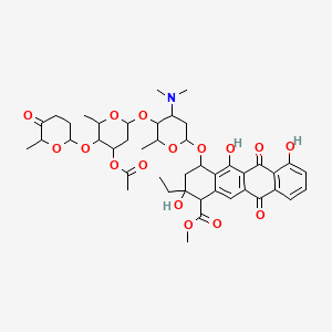 methyl 4-[5-[4-acetyloxy-6-methyl-5-(6-methyl-5-oxooxan-2-yl)oxyoxan-2-yl]oxy-4-(dimethylamino)-6-methyloxan-2-yl]oxy-2-ethyl-2,5,7-trihydroxy-6,11-dioxo-3,4-dihydro-1H-tetracene-1-carboxylate