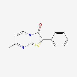 molecular formula C13H10N2OS B12771878 Thiazolo(3,2-a)pyrimidin-4-ium, 3-hydroxy-7-methyl-2-phenyl-, hydroxide, inner salt CAS No. 86660-12-0