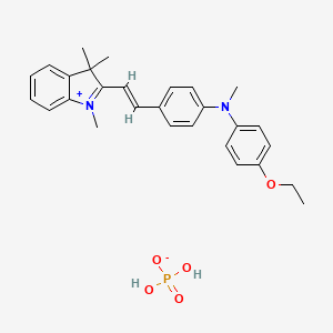 molecular formula C28H31N2O.H2O4P<br>C28H33N2O5P B12771949 2-(2-(4-((4-Ethoxyphenyl)methylamino)phenyl)vinyl)-1,3,3-trimethyl-3H-indolium dihydrogen phosphate CAS No. 83949-65-9