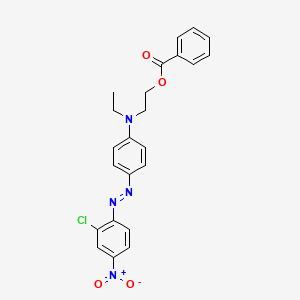 molecular formula C23H21ClN4O4 B12771954 Ethanol, 2-[[4-[(2-chloro-4-nitrophenyl)azo]phenyl]ethylamino]-, benzoate (ester) CAS No. 43042-08-6