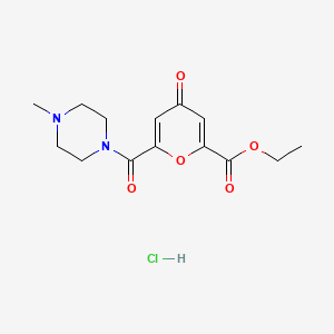 4H-Pyran-2-carboxylic acid, 6-((4-methyl-1-piperazinyl)carbonyl)-4-oxo-, ethyl ester, monohydrochloride