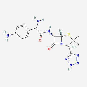 molecular formula C16H20N8O2S B12772046 6-(D-2-Amino-2-(4-aminophenyl)-acetamido)-3,3-dimethyl-7-oxo-4-t hia-1-azabicyclo(3,2,0)hept-2-yl-5-tetrazole CAS No. 56852-63-2