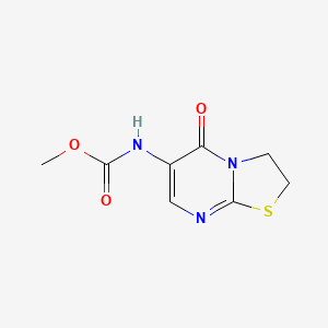 molecular formula C8H9N3O3S B12772067 (2,3-Dihydro-5-oxo-5H-thiazolo(3,2-a)pyrimidin-6-yl)carbamic acid methyl ester CAS No. 93501-13-4