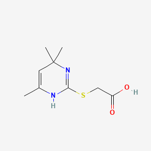 molecular formula C9H14N2O2S B12772101 2-((4,6,6-Trimethyl-1,6-dihydropyrimidin-2-yl)thio)acetic acid CAS No. 86869-43-4