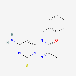 2H-Pyrimido(1,6-b)(1,2,4)triazin-2-one, 1,6-dihydro-8-amino-3-methyl-1-(phenylmethyl)-6-thioxo-