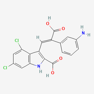 molecular formula C18H12Cl2N2O4 B12772133 1H-Indole-2-carboxylic acid, 3-((1E)-2-(3-aminophenyl)-2-carboxyethenyl)-4,6-dichloro- CAS No. 179106-29-7