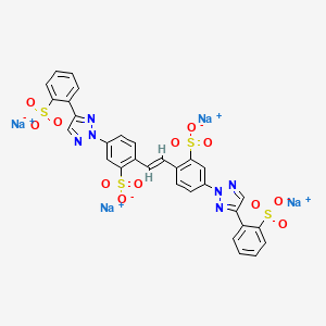 molecular formula C30H18N6Na4O12S4 B12772201 Benzenesulfonic acid, 2,2'-(1,2-ethenediyl)bis(5-(4-(sulfophenyl)-2H-1,2,3-triazol-2-yl)-, sodium salt CAS No. 106906-28-9