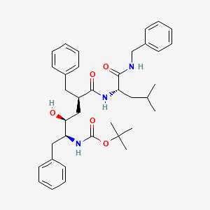 Carbamic acid, (2-hydroxy-5-((3-methyl-1-(((phenylmethyl)amino)carbonyl)butyl)amino)-5-oxo-1,4-bis(phenylmethyl)pentyl)-, 1,1-dimethylethyl ester, (1S-(1R*,2R*,4S*,5(R*)))-