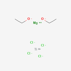 molecular formula C4H10Cl4MgO2Ti B12772303 Magnesium;ethanolate;titanium(4+);tetrachloride 