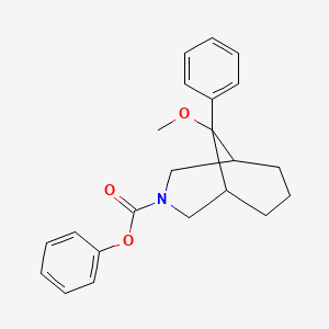 molecular formula C22H25NO3 B12772318 3-Azabicyclo(3.3.1)nonane-3-carboxylic acid, 9-methoxy-9-phenyl-, phenyl ester, syn- CAS No. 52904-52-6