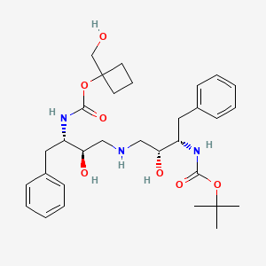 12-Oxa-2,6,10-triazatetradecanoic acid, 4,8-dihydroxy-13,13-dimethyl-11-oxo-3,9-bis(phenylmethyl)-, 1-(hydroxymethyl)cyclobutyl ester, (3S-(3R*,4S*,8S*,9R*))-