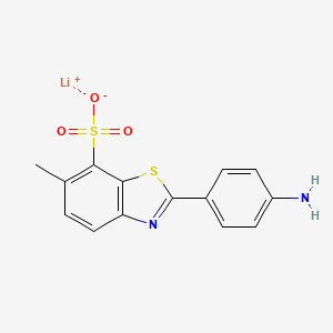 molecular formula C14H11LiN2O3S2 B12772398 7-Benzothiazolesulfonic acid, 2-(4-aminophenyl)-6-methyl-, monolithium salt CAS No. 74578-07-7