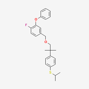 molecular formula C26H29FO2S B12772449 Benzene, 1-fluoro-4-((2-(4-((1-methylethyl)thio)phenyl)-2-methylpropoxy)methyl)-2-phenoxy- CAS No. 83493-38-3