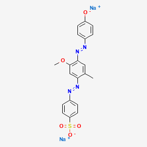 molecular formula C20H16N4Na2O5S B12772452 Benzenesulfonic acid, 4-((4-((4-hydroxyphenyl)azo)-5-methoxy-2-methylphenyl)azo)-, disodium salt CAS No. 70776-62-4