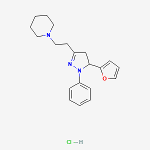 molecular formula C20H26ClN3O B12772535 Pyrazoline, 5-(2-furyl)-1-phenyl-3-(2-(piperidino)ethyl)-, hydrochloride CAS No. 102129-29-3