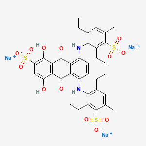 Trisodium 5,8-bis((2,6-diethyl-4-methyl-3-sulphonatophenyl)amino)-9,10-dihydro-1,4-dihydroxy-9,10-dioxoanthracene-2-sulphonate