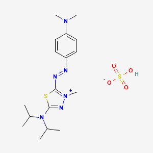 molecular formula C17H28N6O4S2 B12772568 Bis(5-(diisopropylamino)-2-((4-(dimethylamino)phenyl)azo)-3-methyl-1,3,4-thiadiazolium) sulphate CAS No. 83969-13-5