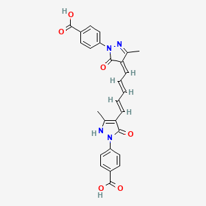 molecular formula C27H22N4O6 B12772584 4-[4-[5-[1-(4-Carboxyphenyl)-1,5-dihydro-3-methyl-5-oxo-4H-pyrazole-4-ylidene]-1,3-pentadienyl]-5-hydroxy-3-methyl-1H-pyrazole-1-YL]benzoic acid CAS No. 64137-49-1