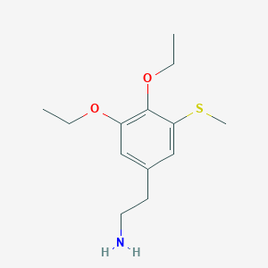 molecular formula C13H21NO2S B12772590 Benzeneethanamine, 3,4-diethoxy-5-(methylthio)- CAS No. 90132-47-1