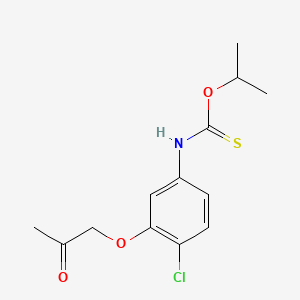 molecular formula C13H16ClNO3S B12772661 Carbamothioic acid, (4-chloro-3-(2-oxopropoxy)phenyl)-, O-(1-methylethyl) ester CAS No. 165549-92-8