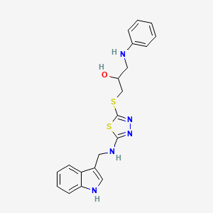 molecular formula C20H21N5OS2 B12772672 2-Propanol, 1-((5-((1H-indol-3-ylmethyl)amino)-1,3,4-thiadiazol-2-yl)thio)-3-(phenylamino)- CAS No. 86717-04-6