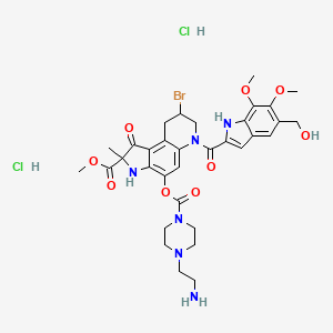 1H-Pyrrolo(3,2-f)quinoline-2-carboxylic acid, 2,3,6,7,8,9-hexahydro-4-(((4-(2-aminoethyl)-1-piperazinyl)carbonyl)oxy)-8-bromo-2-methyl-1-oxo-6-((5,6,7-trimethoxy-1H-indol-2-yl)carbonyl)-, methyl ester, dihydrochloride