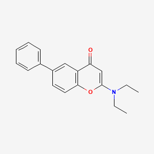 molecular formula C19H19NO2 B12772760 Chromone, 2-(diethylamino)-6-phenyl- CAS No. 83766-98-7