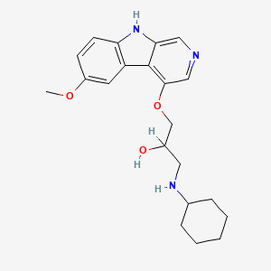 molecular formula C21H27N3O3 B12772768 1-(Cyclohexylamino)-3-((6-methoxy-9H-pyrido(3,4-b)indol-4-yl)oxy)-2-propanol CAS No. 87603-27-8