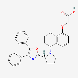 molecular formula C31H30N2O4 B12772782 2-[[(5R)-5-[(2R)-2-(4,5-diphenyl-1,3-oxazol-2-yl)pyrrolidin-1-yl]-5,6,7,8-tetrahydronaphthalen-1-yl]oxy]acetic acid CAS No. 314289-63-9