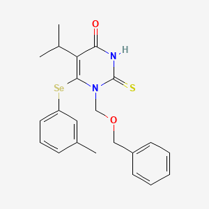 4(1H)-Pyrimidinone, 2,3-dihydro-5-(1-methylethyl)-6-((3-methylphenyl)seleno)-1-((phenylmethoxy)methyl)-2-thioxo-