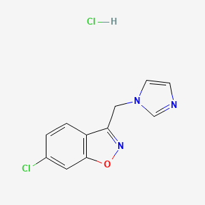 molecular formula C11H9Cl2N3O B12772829 1,2-Benzisoxazole, 6-chloro-3-(1H-imidazol-1-ylmethyl)-, monohydrochloride CAS No. 121929-34-8