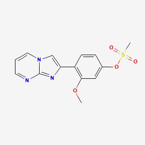 molecular formula C14H13N3O4S B12772836 2-(2-Methoxy-4-methylsulphonyloxy-phenyl)imidazo(1,2-a)pyrimidine CAS No. 102361-62-6