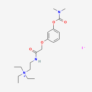 molecular formula C19H32IN3O4 B12772955 Ammonium, (2-(2-(m-hydroxyphenoxy)acetamido)ethyl)triethyl-, iodide, dimethylcarbamate CAS No. 97050-94-7